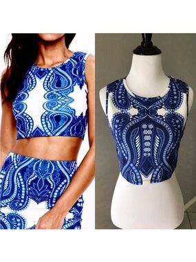 NWT Missguided Blue Porcelain Crop Top